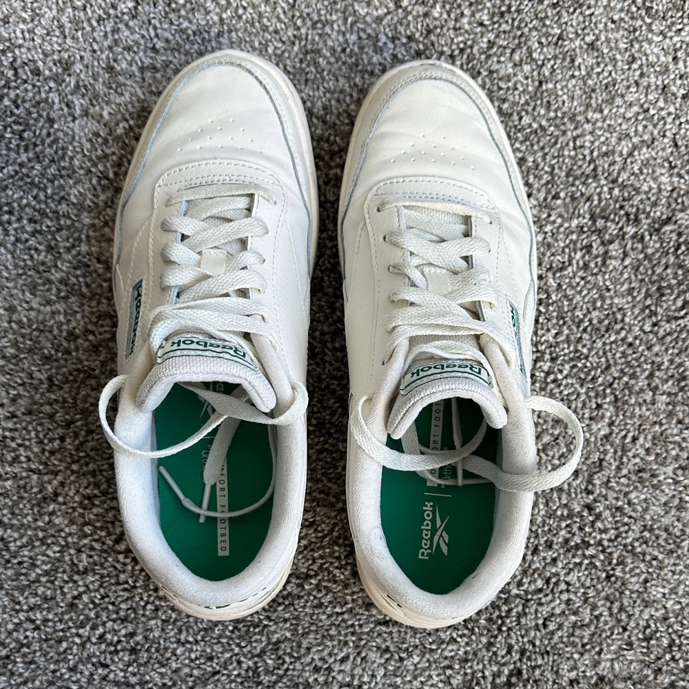 Reebok White and Green Athletic Shoes